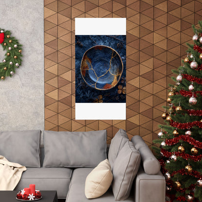 Fukinsei Ceramic Bowl Wall Art Print - Kintsugi Crackle Gold