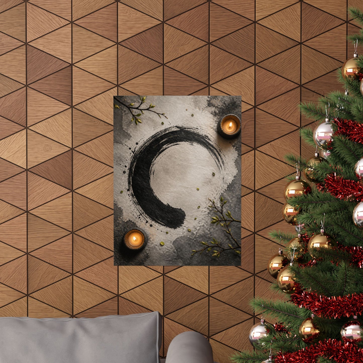 Peaceful Ink Brushstroke Wall Art Print - Enso Zen