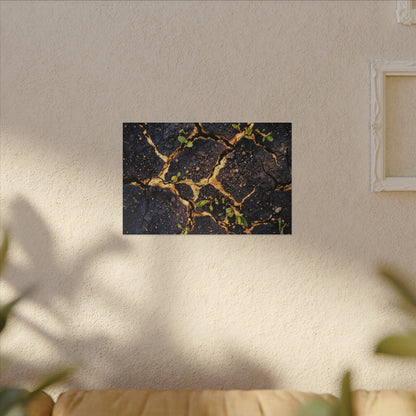 Spring Cracked Earth Crackle Gold Canvas Art | Healing Decor