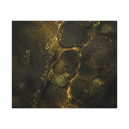 Shibui Cracked Earth Canvas Art - Dark Japandi Dark Texture