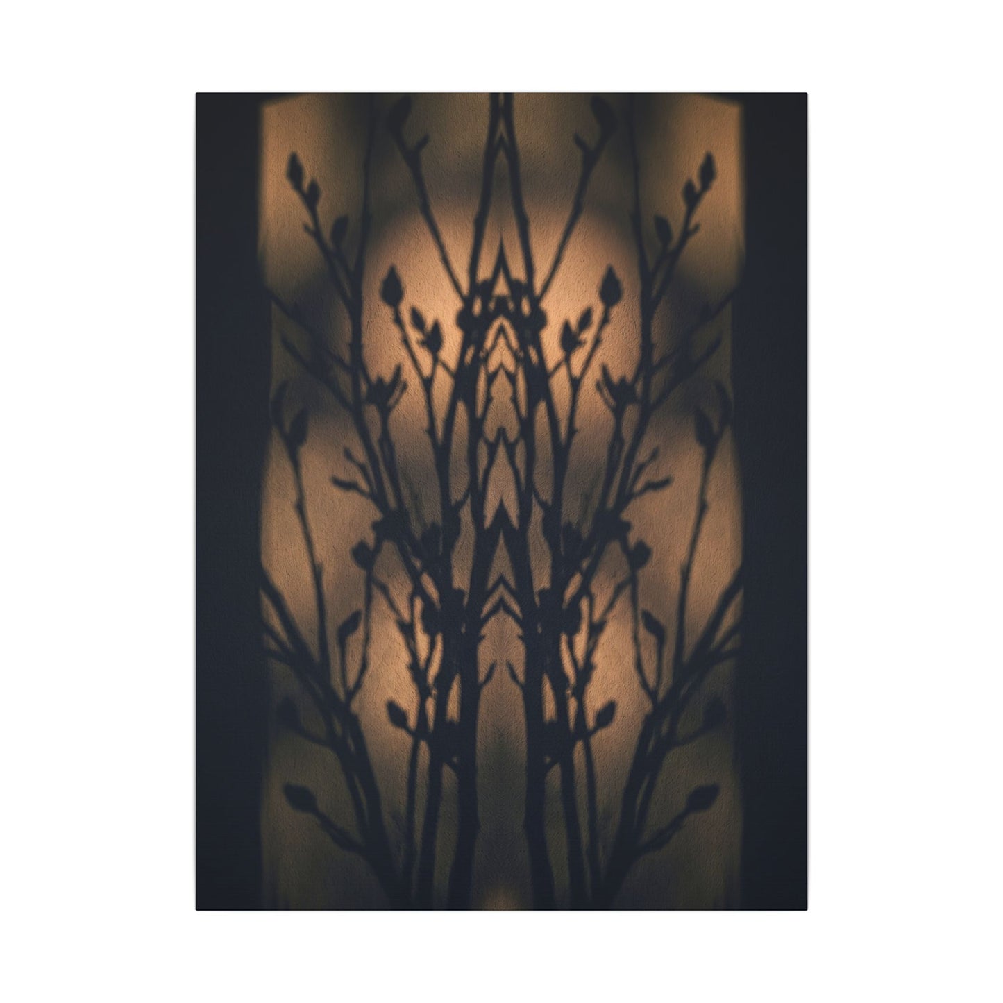 Dark Japandi Shadow Play in Golden Hour | Shadow Zen Canvas Art