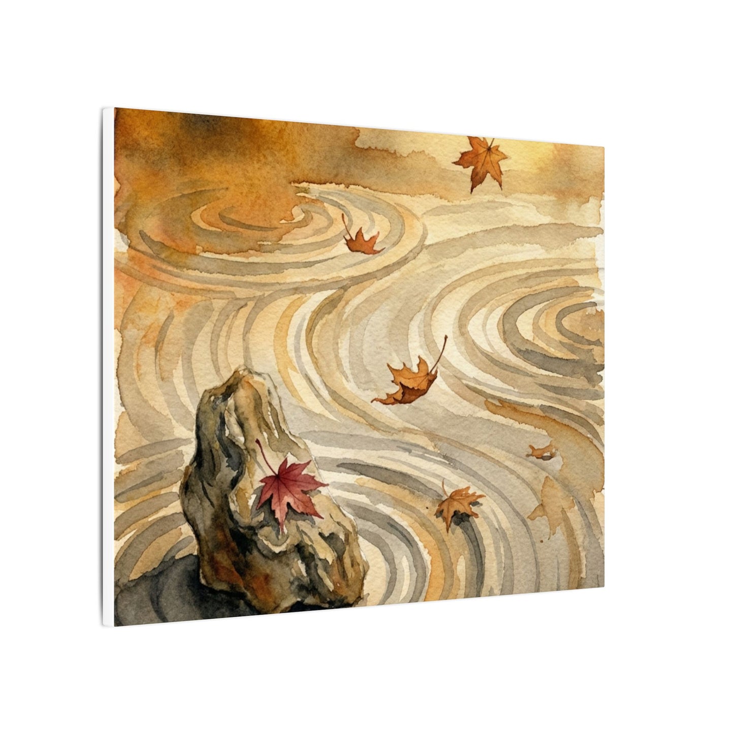 Autumn Rock Garden Watercolor Canvas Art | Neutral Decor
