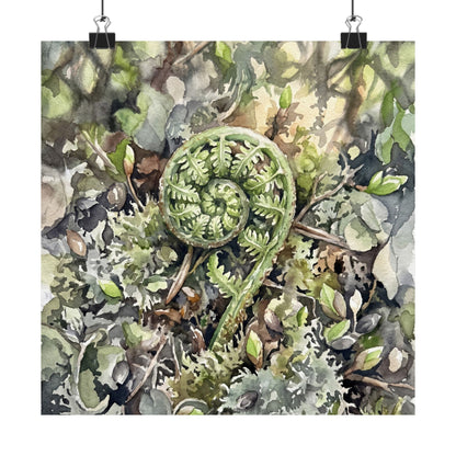Dappled Fern Unfurling Wall Art Print - Japandi Shibui