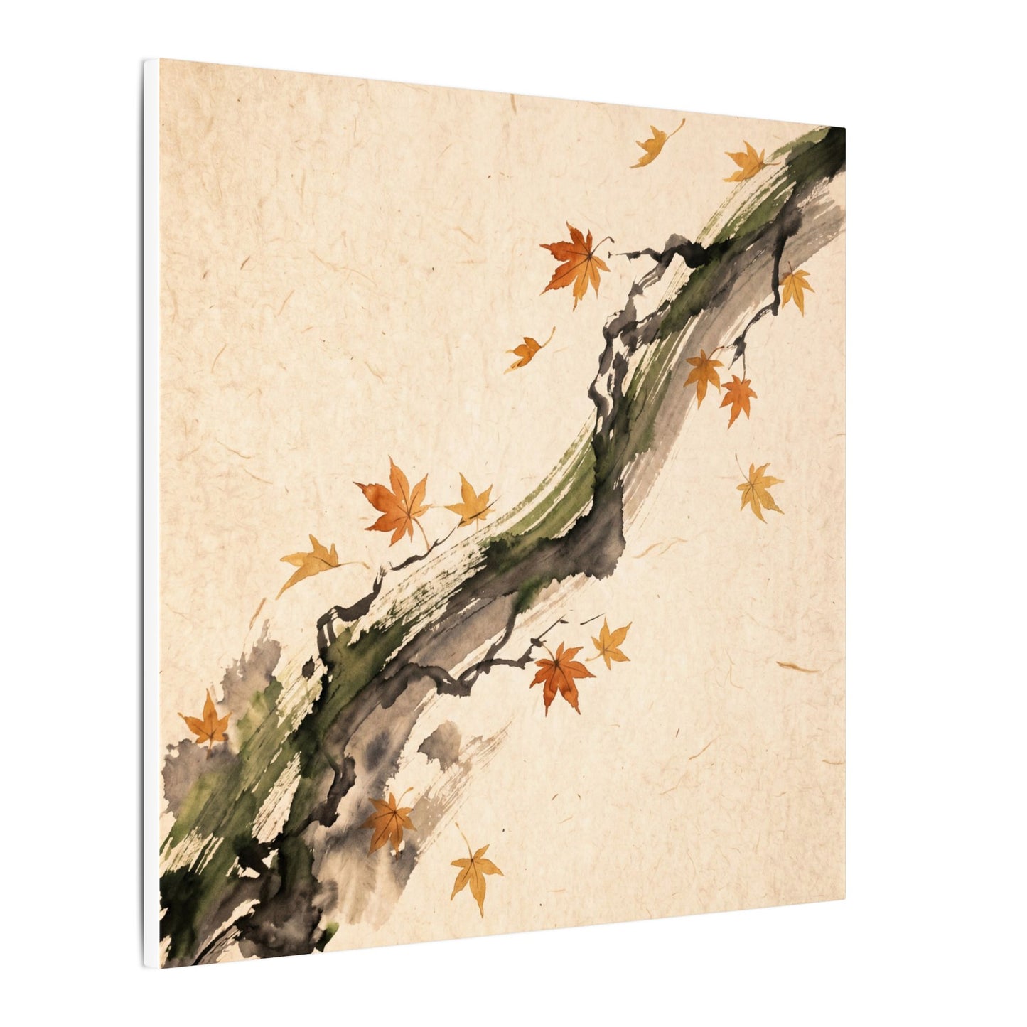 Ink Brushstroke Autumn Canvas Art | Zen Calm Design