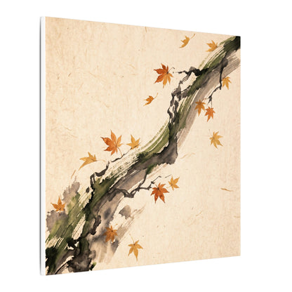 Ink Brushstroke Autumn Canvas Art | Zen Calm Design