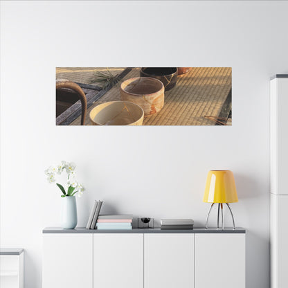 Kintsugi Tea Ceremony in Golden Hour | Gold Repair Canvas Art