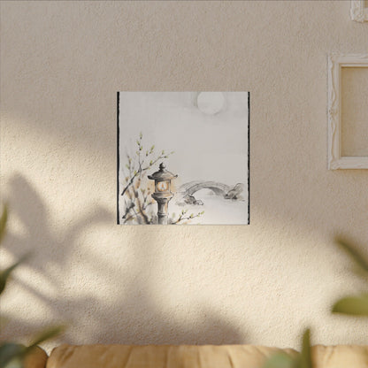 Moonlit Garden Spring Canvas Art | Zen Contemplative Design