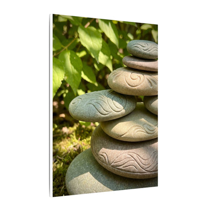 River Stones Summer Canvas Art | Japandi Earthy Design
