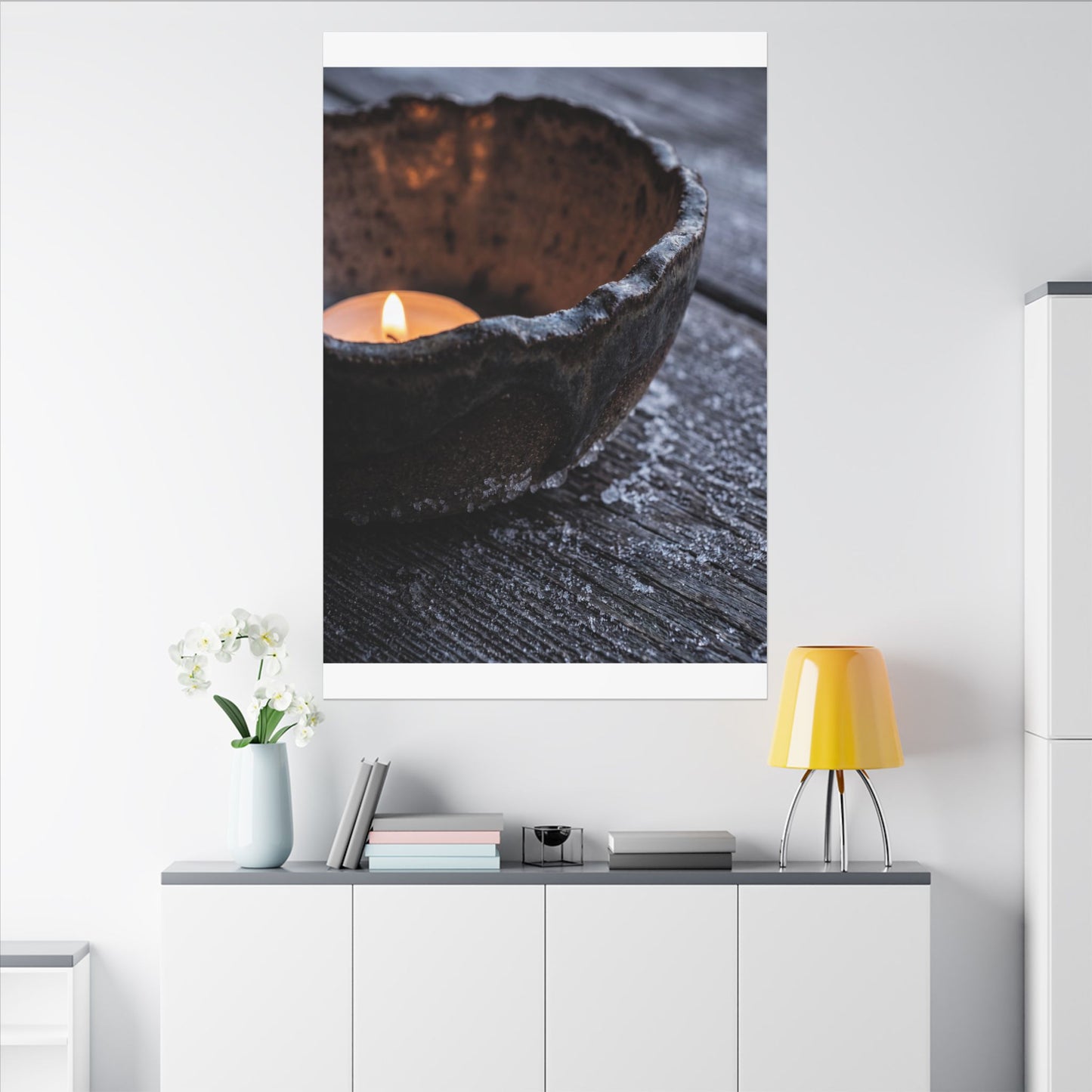 Atmospheric Ceramic Bowl Canvas Art - Moody Minimal Dark Japandi