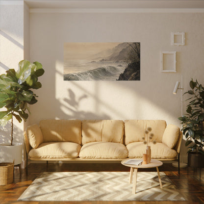 Ocean Wave Spring Canvas Art | Japandi Elegant Design