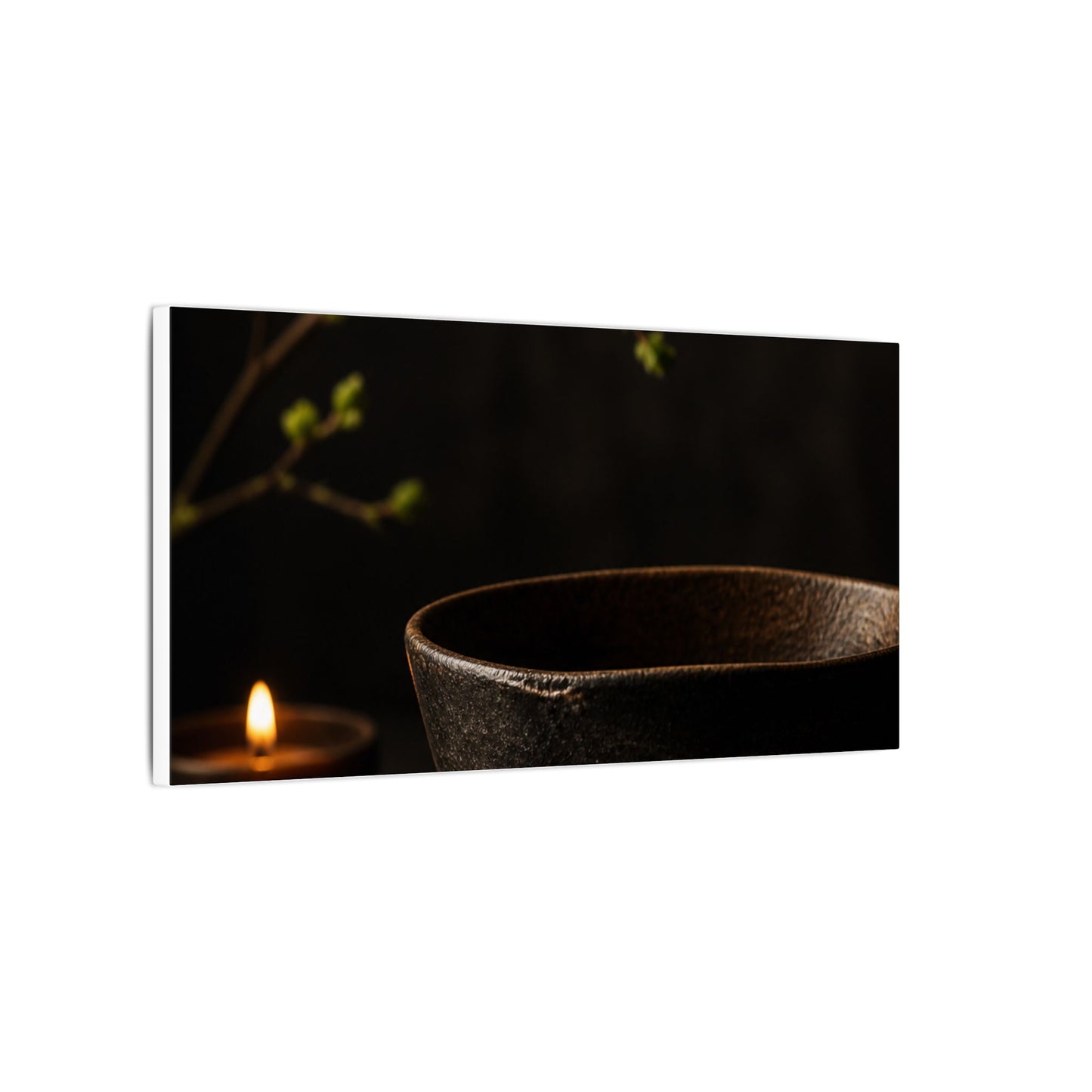 Moody Ceramic Bowl Canvas Art - Shadow Zen Dark Japandi