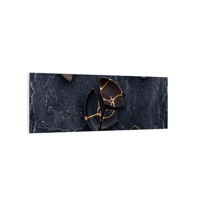Broken Pottery Canvas Art | Winter Dark Japandi Shadow Zen Art