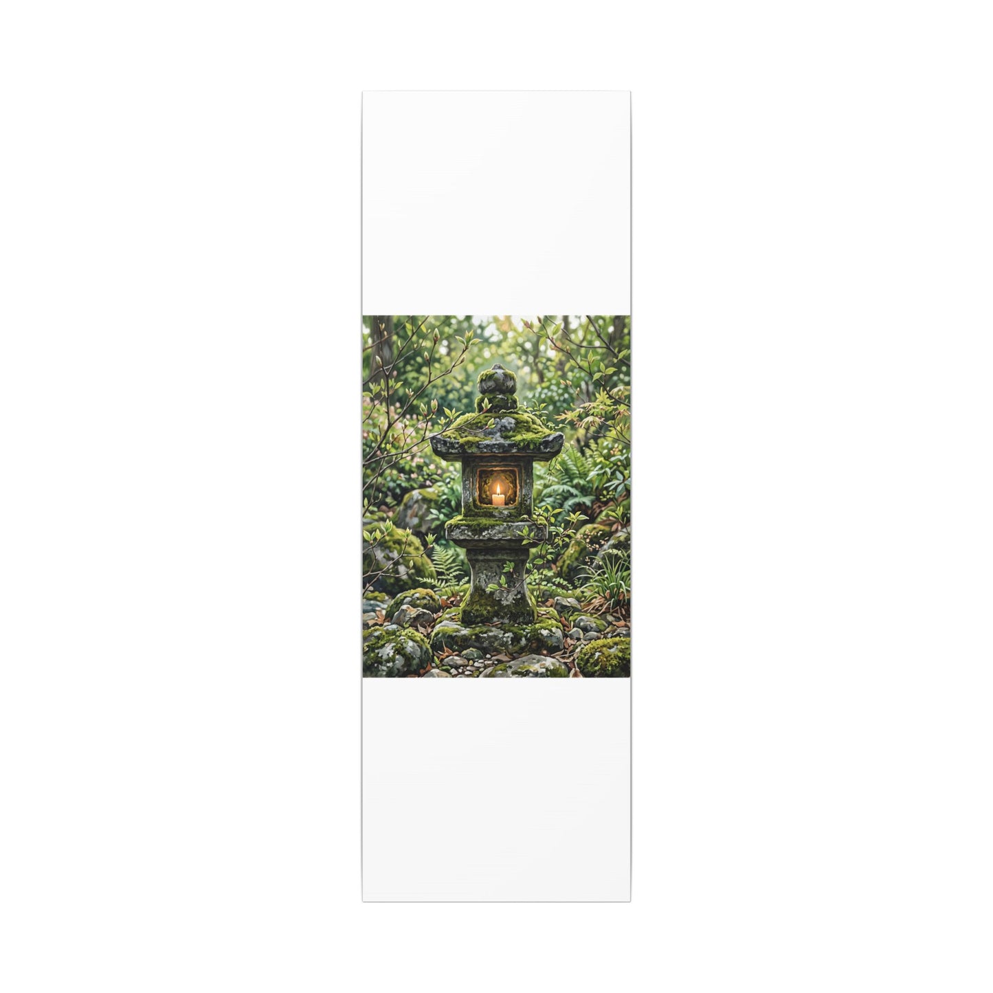 Neutral Stone Lantern Canvas Art - Japanese Pattern Japandi