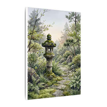 Neutral Stone Lantern Canvas Art - Watercolor Japandi