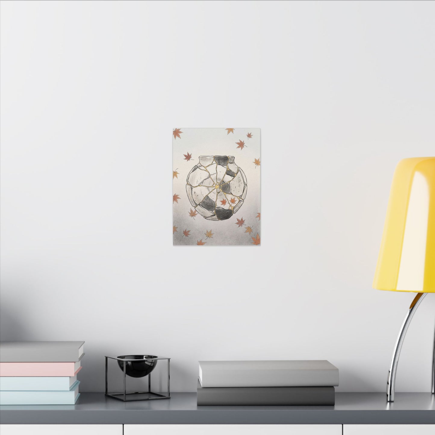 Japandi Broken Pottery in Dawn | Minimal Line Canvas Art