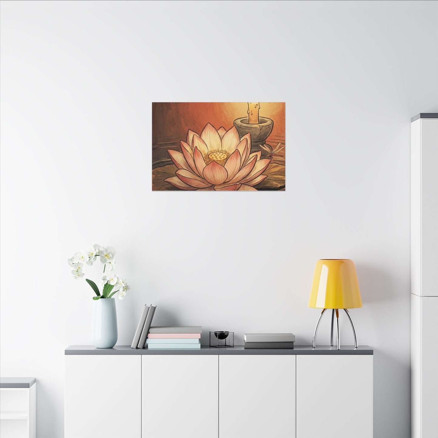 Lotus Flower Summer Canvas Art | Zen Contemplative Design