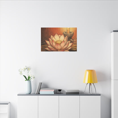 Lotus Flower Summer Canvas Art | Zen Contemplative Design