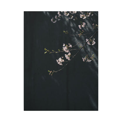 Cherry Blossom Spring Canvas Art | Dark Japandi Sophisticated Design