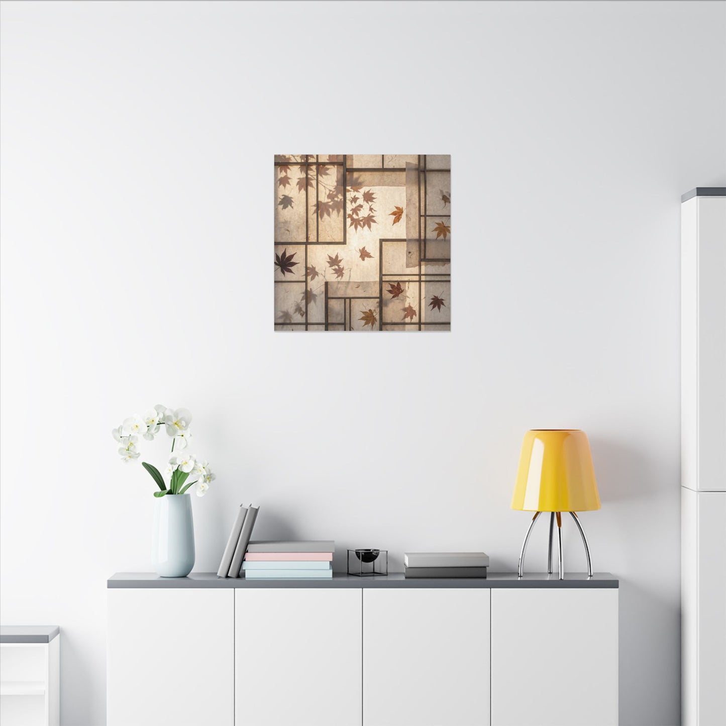 Shoji Screen Japanese Pattern Canvas Art | Neutral Japandi Art