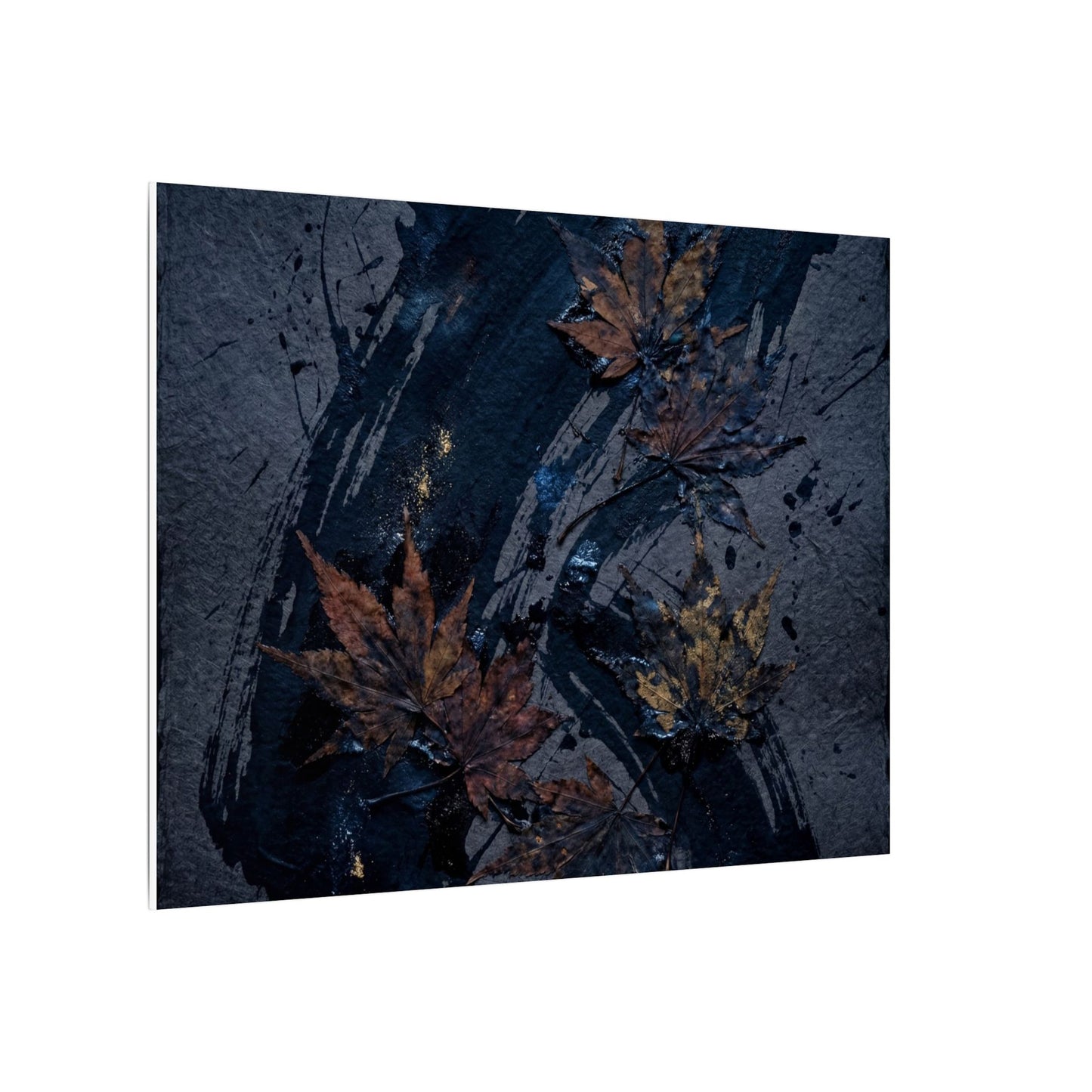 Sophisticated Ink Brushstroke Canvas Art - Dark Texture Dark Japandi