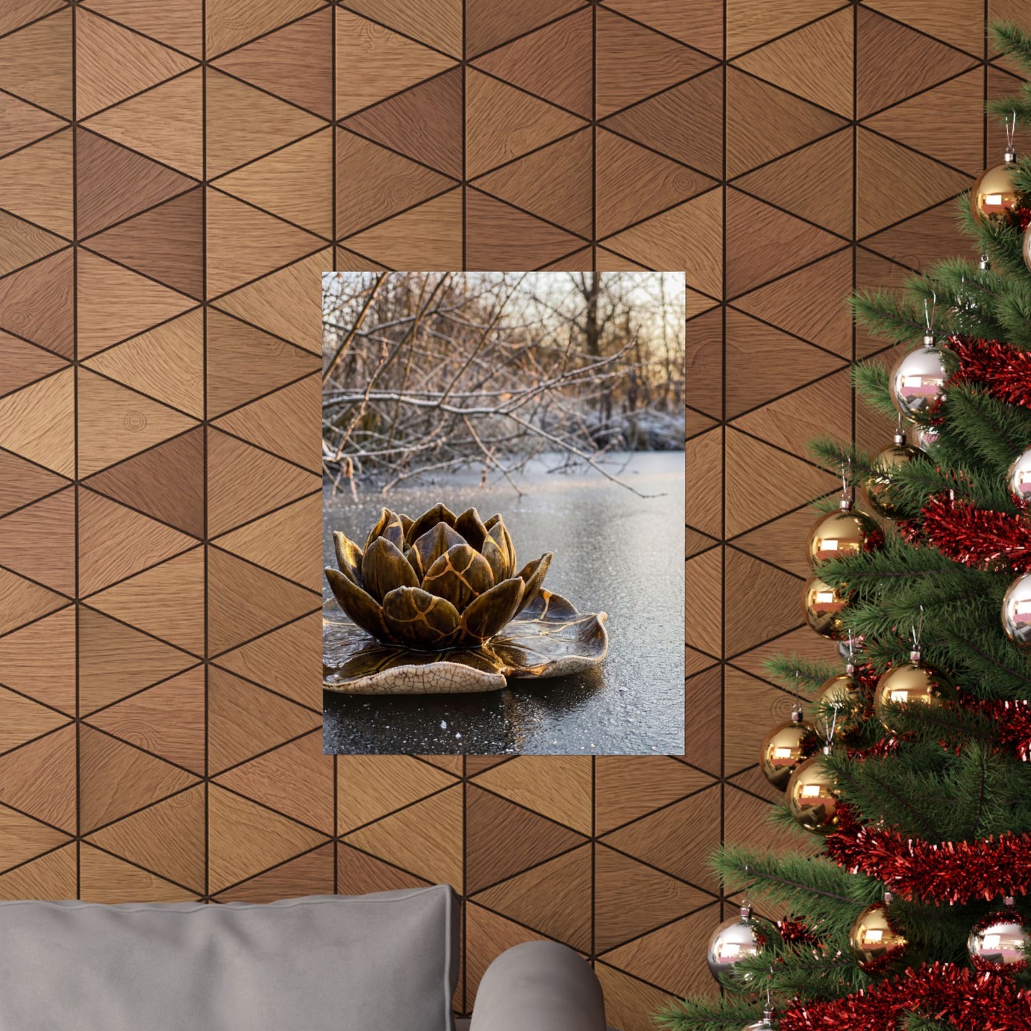 Lotus Flower Winter Wall Art Print | Kintsugi Beautiful Design