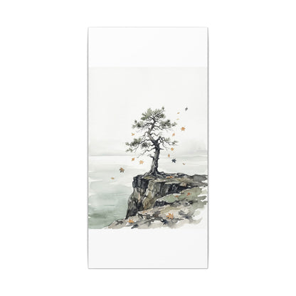 Japandi Pine Tree in Overcast | Watercolor Canvas Art
