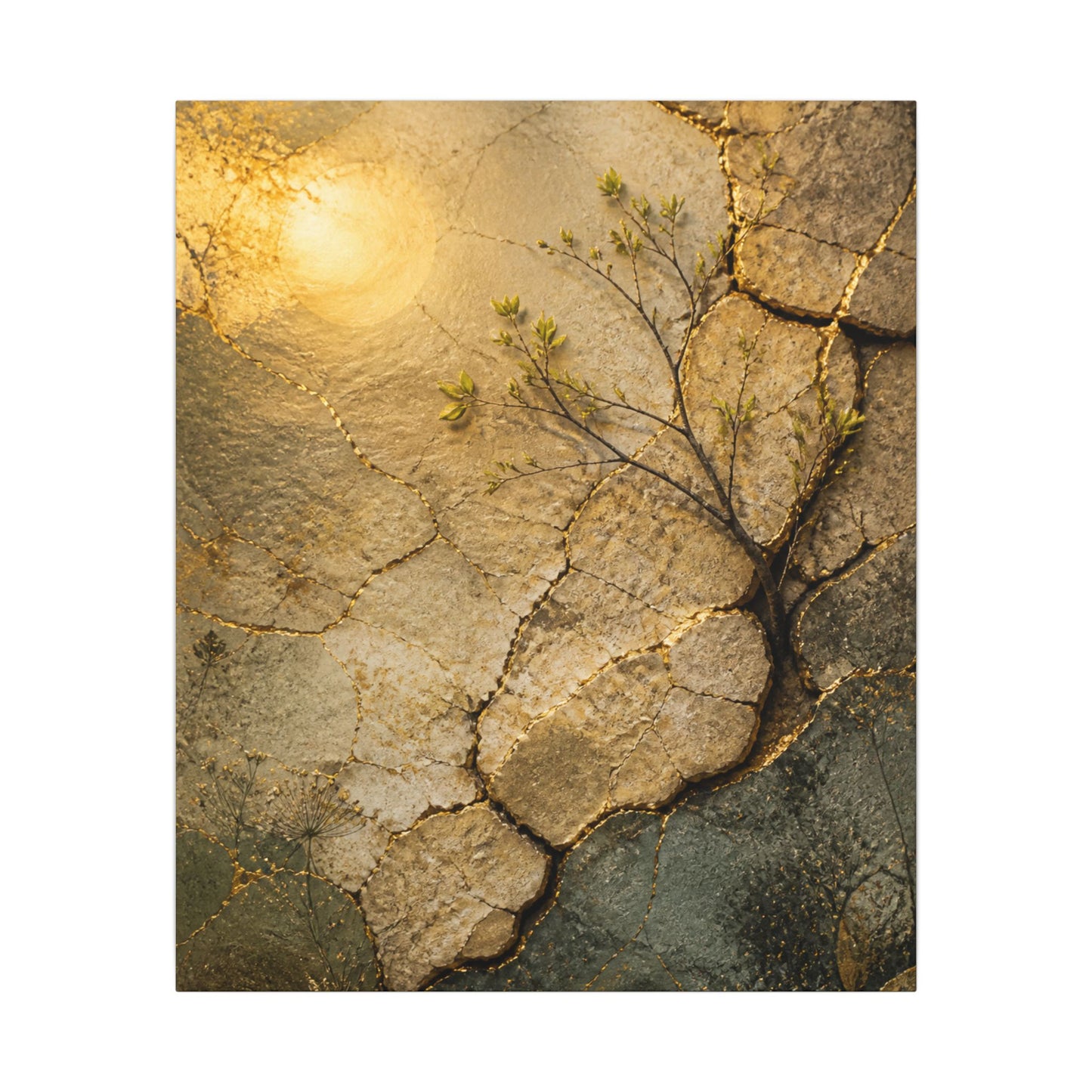 Cracked Earth Spring Canvas Art | Japandi Warm Design