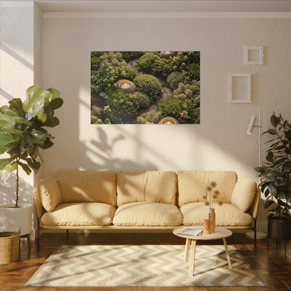 Moss Close Up Japanese Pattern Canvas Art | Neutral Japandi Art