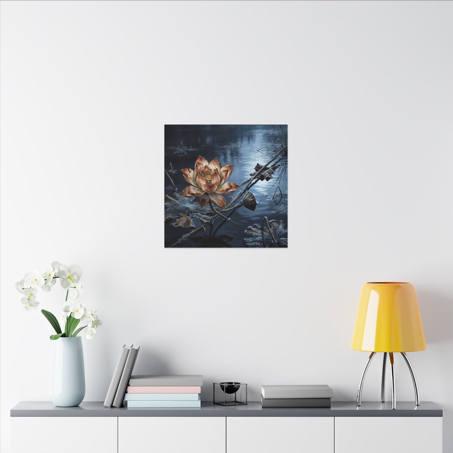 Winter Lotus Flower Broken Beauty Canvas Art | Healing Decor