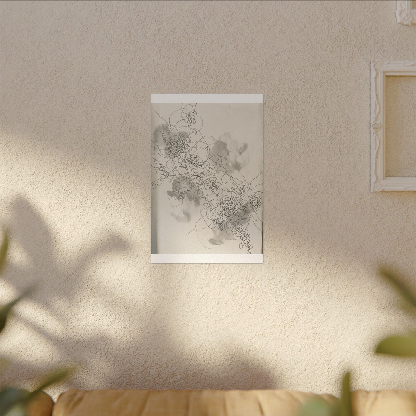 Shadow Play Spring Canvas Art | Dark Japandi Sophisticated Design