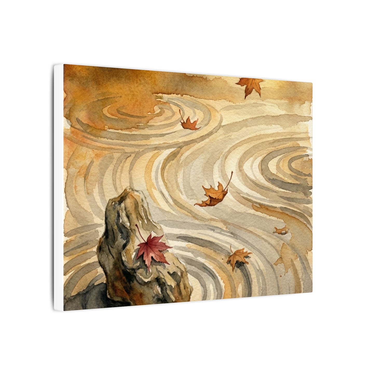 Autumn Rock Garden Watercolor Canvas Art | Neutral Decor