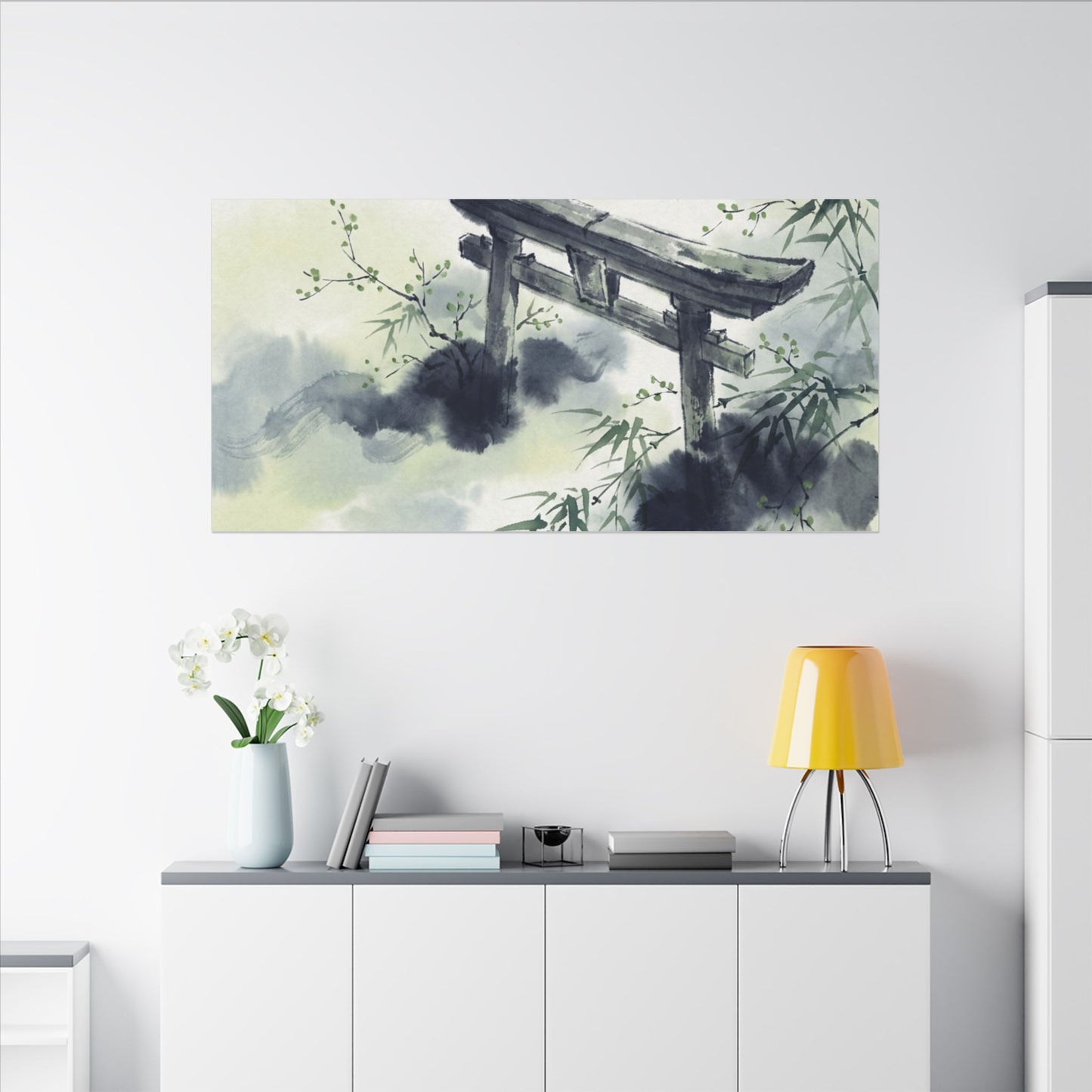 Torii Gate Sumi E Canvas Art | Serene Zen Art