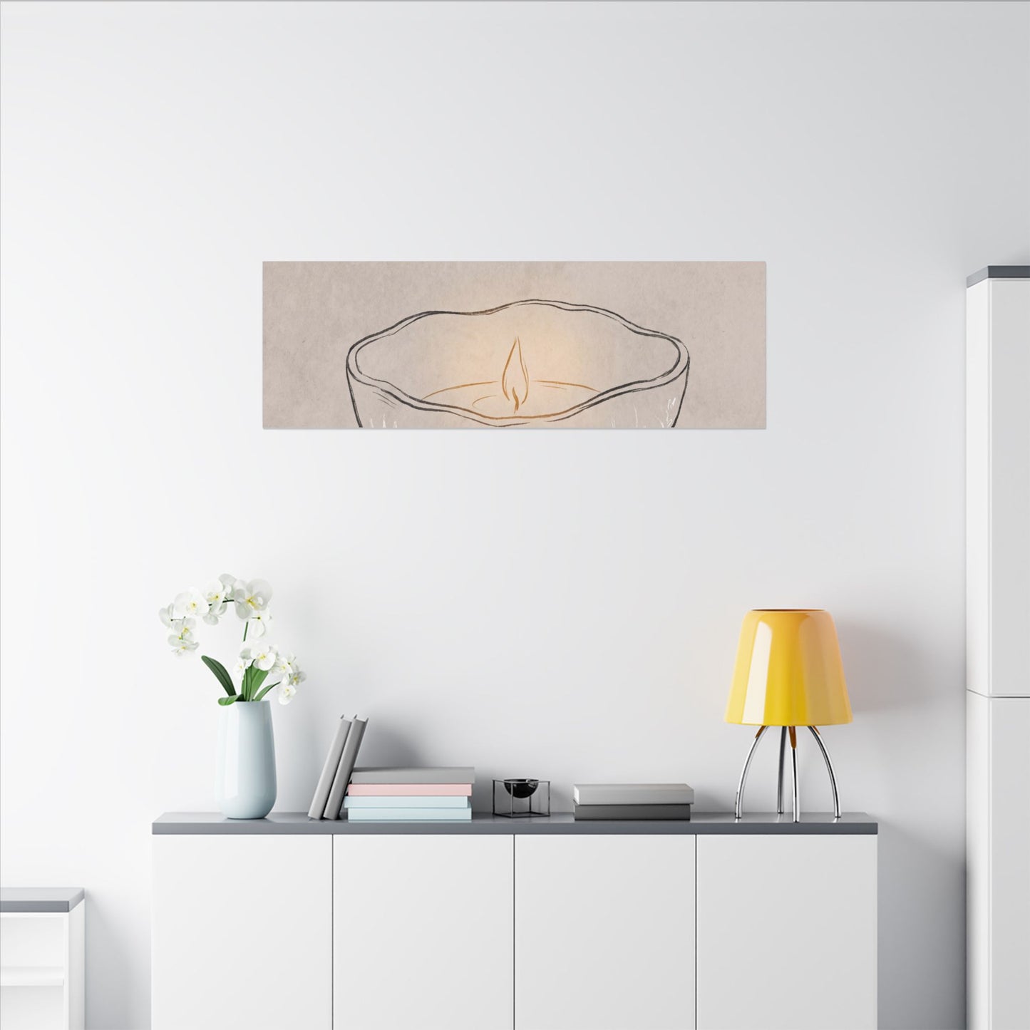 Ceramic Bowl Minimal Line Canvas Art | Neutral Japandi Art