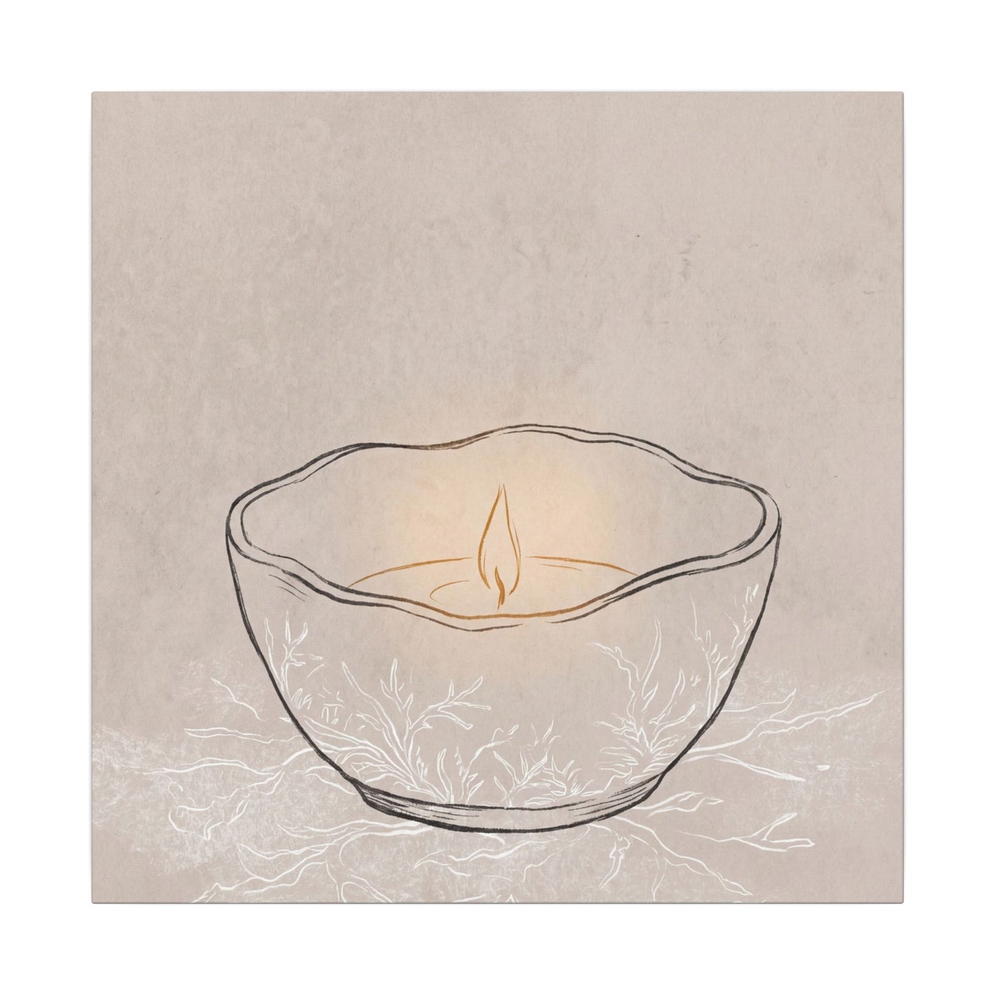 Ceramic Bowl Minimal Line Canvas Art | Neutral Japandi Art