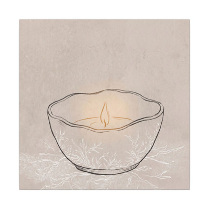Ceramic Bowl Minimal Line Canvas Art | Neutral Japandi Art