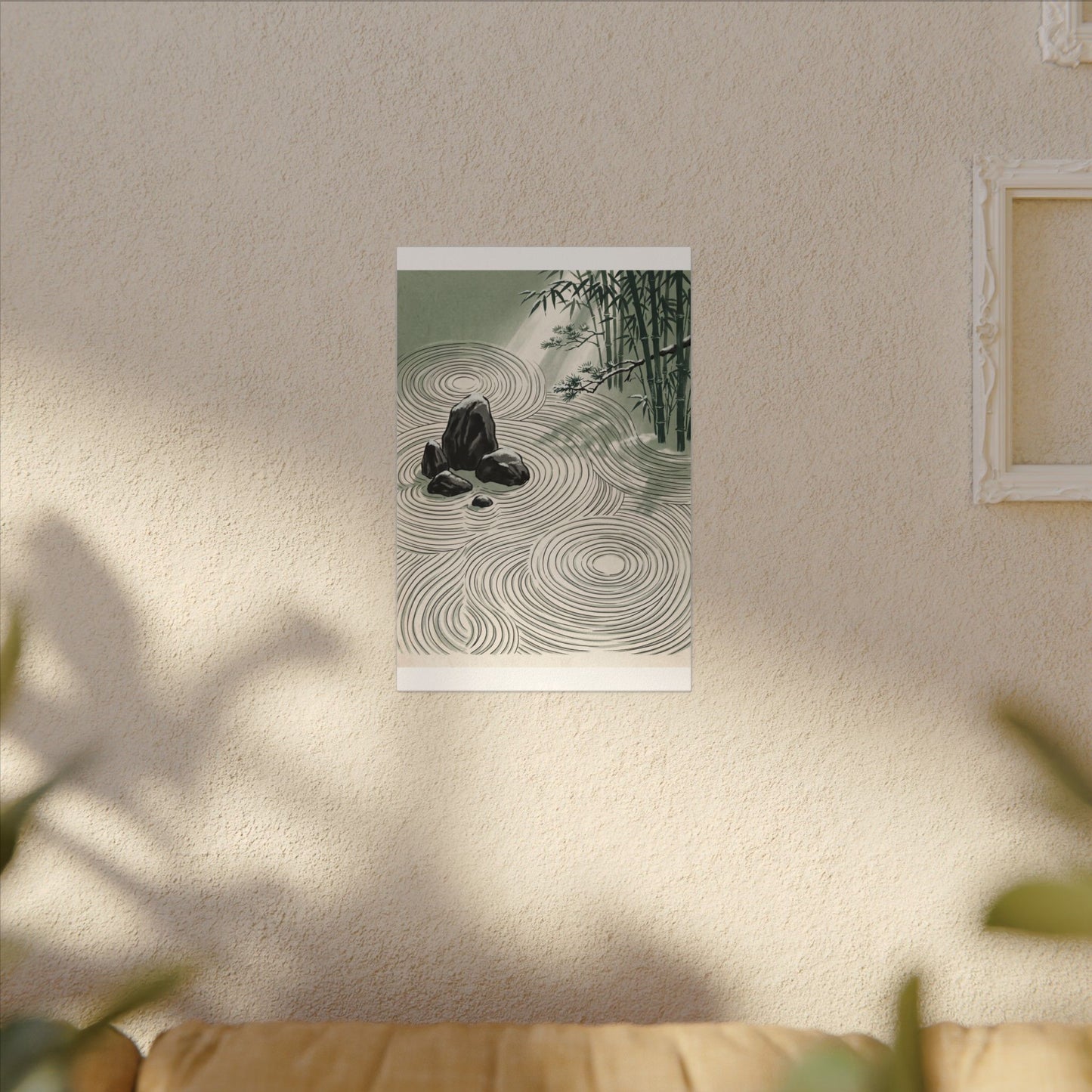 Shibui Rock Garden Canvas Art - Zen Ukiyo E Inspired