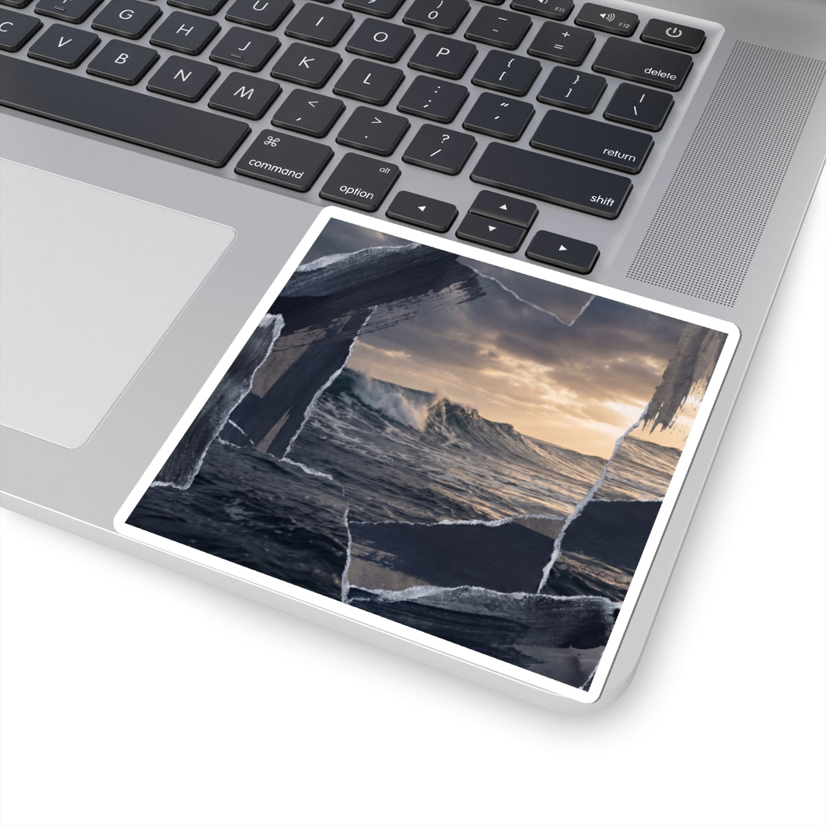 Winter Ocean Wave Shadow Zen Sticker | Moody Decor Art Print