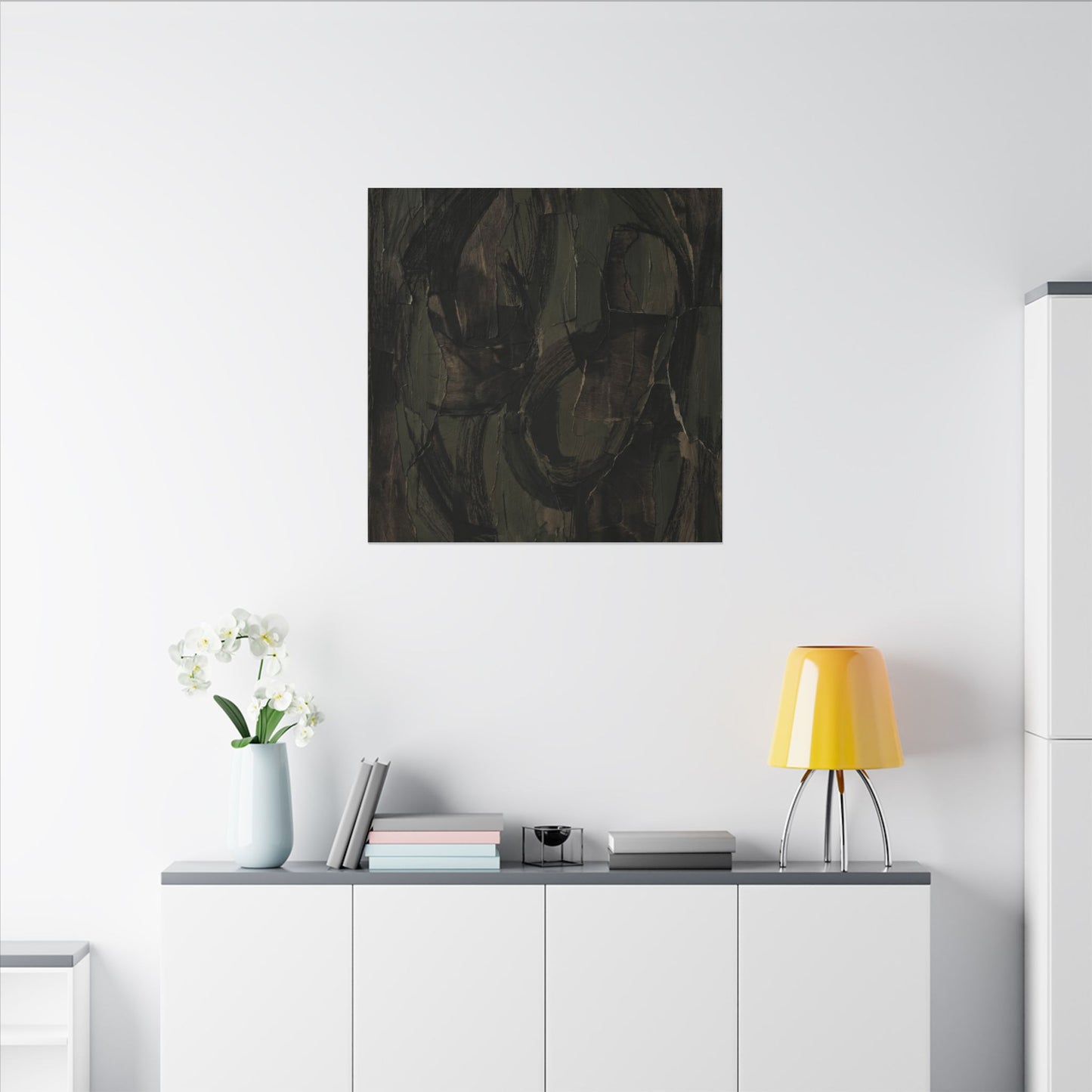 Mixed Media Dark Japandi Textured Canvas Art