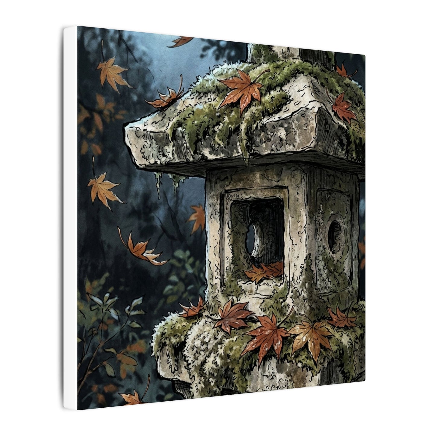 Shibui Stone Lantern Canvas Art - Japandi Minimal Line