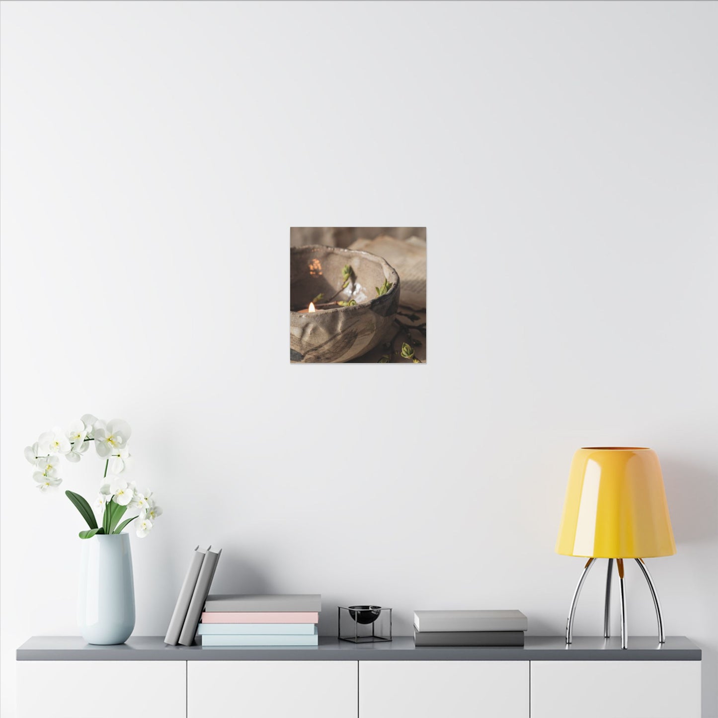 Candlelight Ceramic Bowl Canvas Art - Japandi Ma