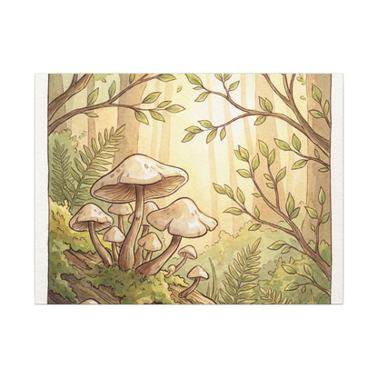 Spring Wild Mushrooms Mushroom Illustration Canvas Art | Cozy Decor Art Print