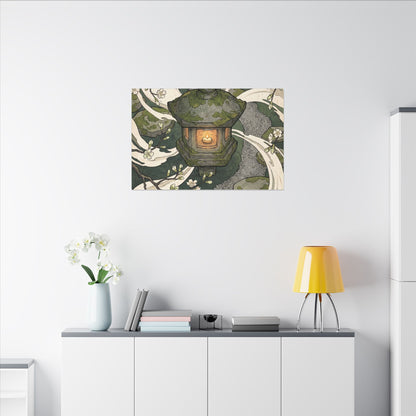 Zen Stone Lantern in Candlelight | Ukiyo E Inspired Canvas Art