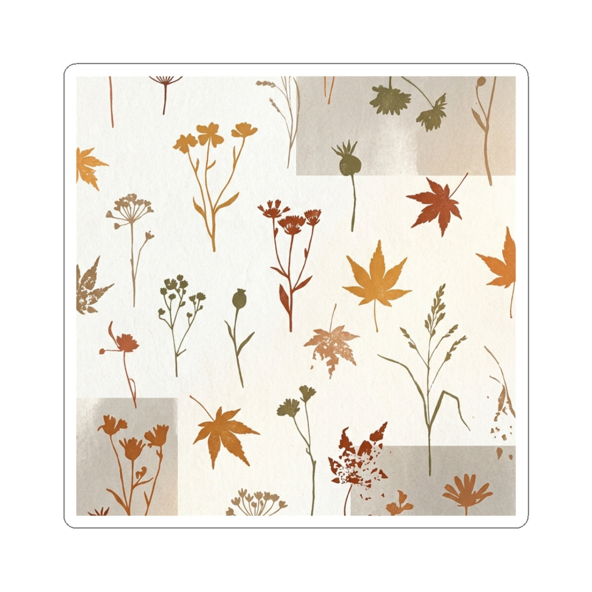 Dried Flowers Autumn Sticker | Japandi Warm Design