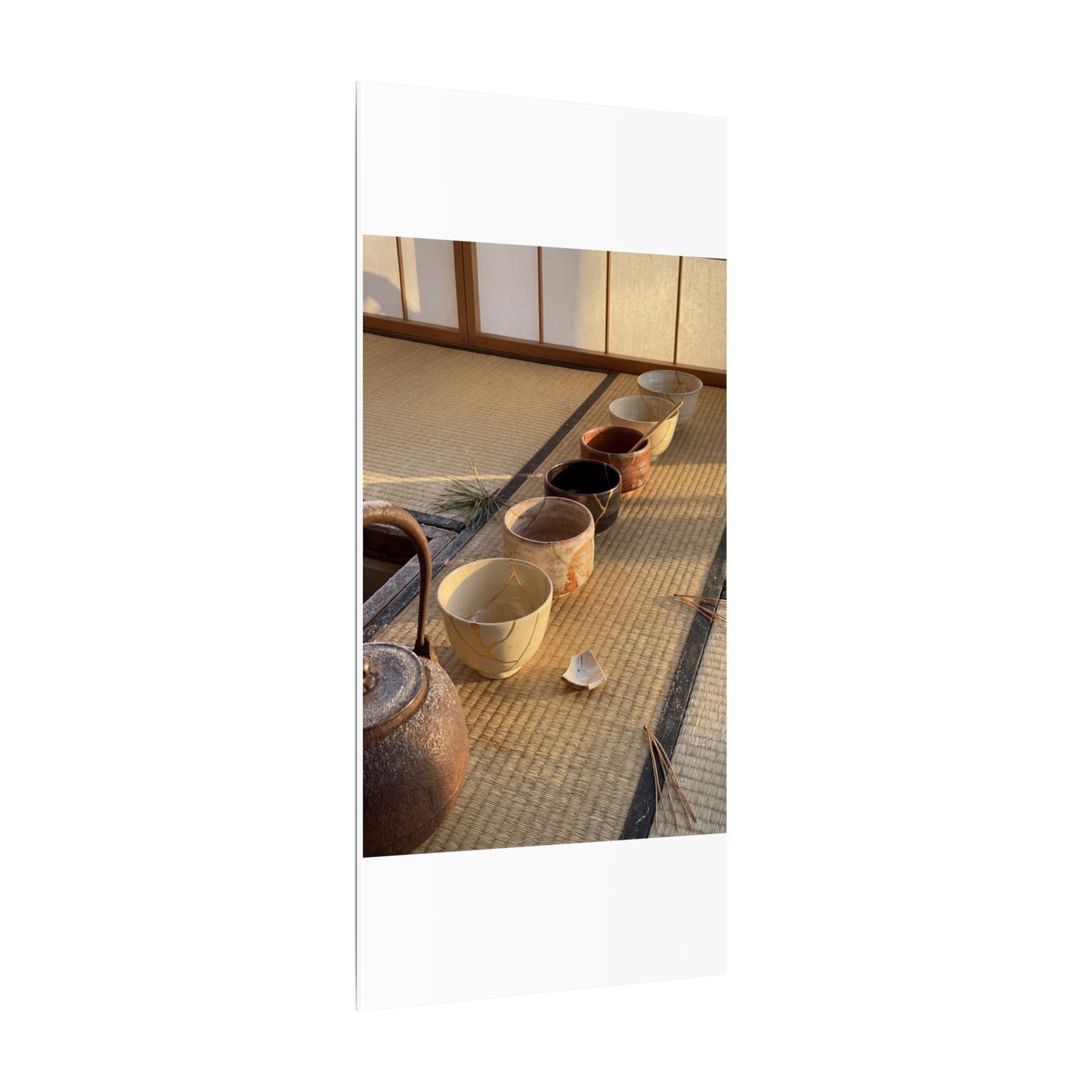 Kintsugi Tea Ceremony in Golden Hour | Gold Repair Canvas Art