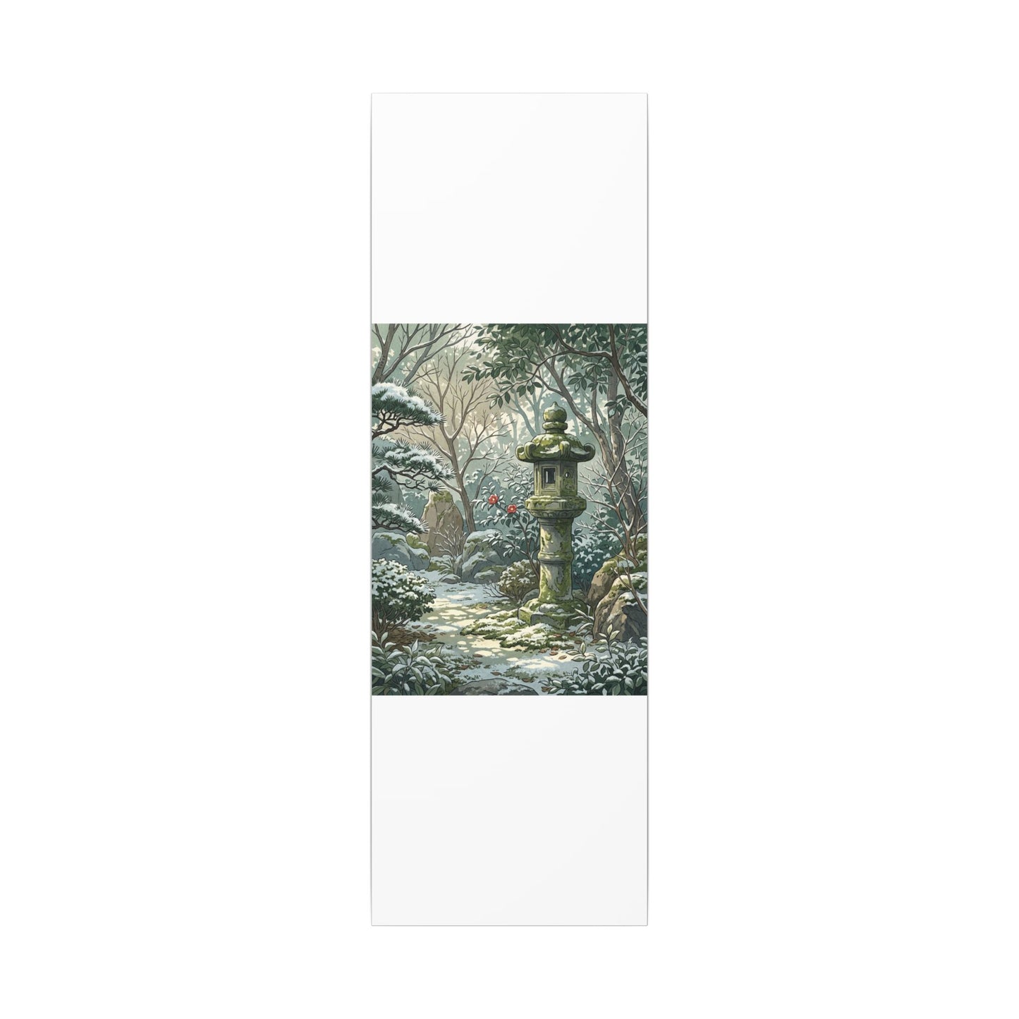 Stone Lantern Winter Canvas Art | Japandi Warm Design