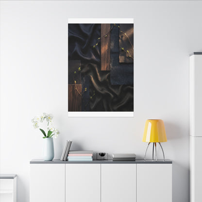 Silk Drape Spring Canvas Art | Dark Japandi Moody Design
