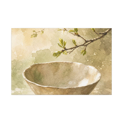 Warm Ceramic Bowl Canvas Art - Watercolor Japandi