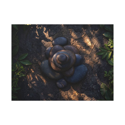 Ma River Stones Canvas Art - Dark Japandi Dark Texture Art Print