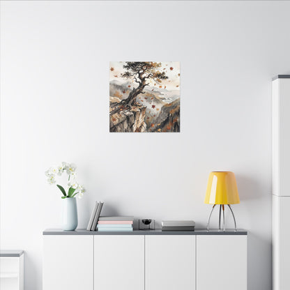 Autumn Pine Tree Watercolor Canvas Art | Warm Decor
