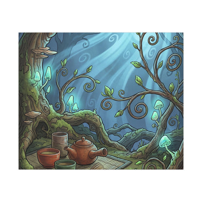 Spring Tea Ceremony Forest Whimsy Canvas Art | Cozy Decor